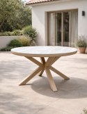 [na zamówienie] Okrągły Ekskluzywny Stół Ogrodowy BRUCE 148 cm - COCOmaison | Ceramika, Aluminium z efektem naturalnego drewna