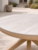 [na zamówienie] Okrągły Ekskluzywny Stół Ogrodowy BRUCE 148 cm - COCOmaison | Ceramika, Aluminium z efektem naturalnego drewna