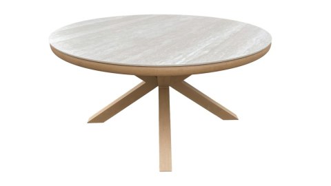 [na zamówienie] Okrągły Ekskluzywny Stół Ogrodowy BRUCE 148 cm - COCOmaison | Ceramika, Aluminium z efektem naturalnego drewna