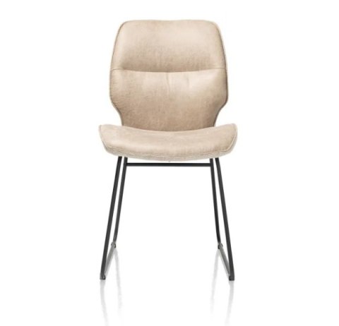 [fabrycznie nowe] Nowoczesne Krzesło Jadalniane RAVI XOOON – Beige, Lederlook Secilia & Chenille Toba