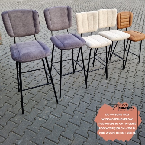[fabrycznie nowy] Nowoczesny Hoker Barowy RAVI XOOON – Beige, Mikrofibra Secilia & Tkanina Toba