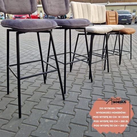 [fabrycznie nowy] Nowoczesny Hoker Barowy RAVI XOOON – Beige, Mikrofibra Secilia & Tkanina Toba
