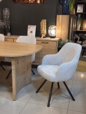 [fabrycznie nowe] Obrotowy Fotel Eva Habufa – Tkanina Livigno, Rdzeń Sprężynowy, Kolor Kamyk (Pebble) Jasnoszary