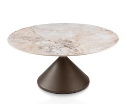 [od ręki] Okrągły Stolik Kawowy Avelli 90 cm - Ceramiczny Blat, Metalowa Podstawa Steelbrown