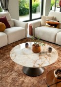 [od ręki] Okrągły Stolik Kawowy Avelli 90 cm - Ceramiczny Blat, Metalowa Podstawa Steelbrown