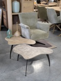 Ekskluzywny Stolik Kawowy AMBRA 75 cm – COCO maison | Organiczny Blat Ceramiczny (Efekt Trawertynu), Czarna Metalowa Podstawa
