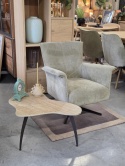 Ekskluzywny Stolik Kawowy AMBRA 75 cm – COCO maison | Organiczny Blat Ceramiczny (Efekt Trawertynu), Czarna Metalowa Podstawa