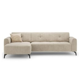 [K] Luksusowa Sofa z Szezlongiem TARRA - Tkanina Szenilowa Livigno Beż, Sprężyny Kieszeniowe, Design Premium