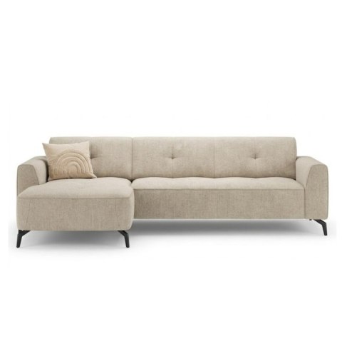 [K] Luksusowa Sofa z Szezlongiem TARRA - Tkanina Szenilowa Livigno Beż, Sprężyny Kieszeniowe, Design Premium