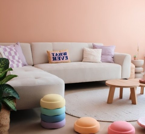 [K] Luksusowa Sofa z Szezlongiem TARRA - Tkanina Szenilowa Livigno Beż, Sprężyny Kieszeniowe, Design Premium