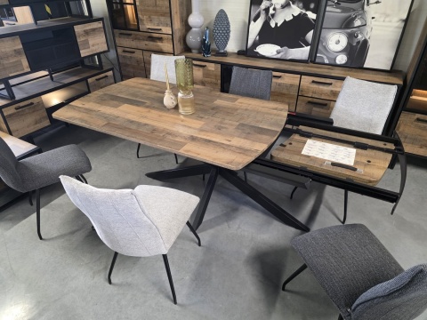 [K, od ręki] Rozkładany Stół Jadalniany PAVALON 170–230 cm – Blat HPL Primo Laminato Driftwood – Centralna Noga Designerska