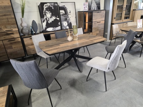 [K, od ręki] Rozkładany Stół Jadalniany PAVALON 170–230 cm – Blat HPL Primo Laminato Driftwood – Centralna Noga Designerska