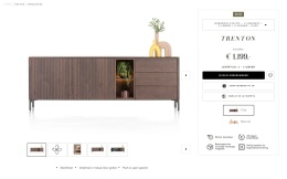 [defekt, od ręki] Komoda TRENTON 210 cm z forniru dębowego w kolorze clay, metalowa podstawa, 2 drzwi, 3 szuflady, 2 nisze LED