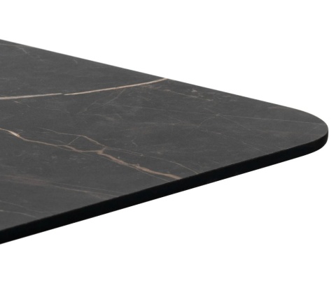 [K, od ręki] Kwadratowy Stolik Bistro BREST 75 x 75 cm – COCO maison | Blat HPL Onyx (Ciemny Marmur), Czarna Noga