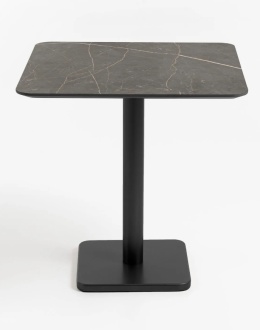 [K, od ręki] Kwadratowy Stolik Bistro BREST 75 x 75 cm – COCO maison | Blat HPL Onyx (Ciemny Marmur), Czarna Noga
