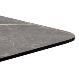 [K, od ręki] Kwadratowy Stolik Bistro BREST 75 x 75 cm – COCO maison | Blat HPL Jasno-szary (Kamień Look), Czarna Noga