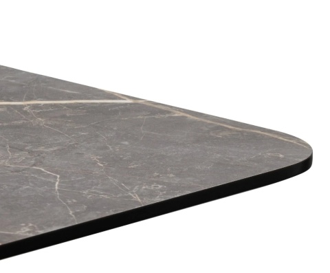 [K, od ręki] Kwadratowy Stolik Bistro BREST 75 x 75 cm – COCO maison | Blat HPL Jasno-szary (Kamień Look), Czarna Noga
