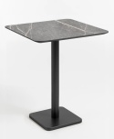 [K, od ręki] Kwadratowy Stolik Bistro BREST 75 x 75 cm – COCO maison | Blat HPL Jasno-szary (Kamień Look), Czarna Noga