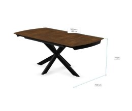 [na zamówienie] Rozkładany Stół Jadalniany PAVALON 140–190 cm – Blat HPL Primo Laminato Roest (Rdza) – Centralna Noga
