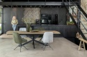 [na zamówienie] Rozkładany Stół Jadalniany PAVALON 170–230 cm – Blat HPL Primo Laminato Driftwood – Centralna Noga Designerska