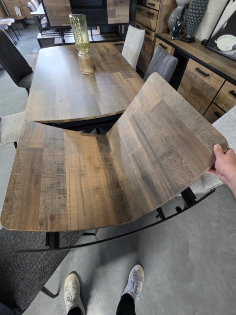 [na zamówienie] Rozkładany Stół Jadalniany PAVALON 170–230 cm – Blat HPL Primo Laminato Driftwood – Centralna Noga Designerska