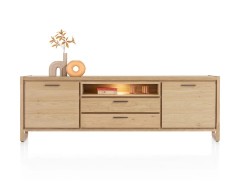 [K, defekt] Komoda / Sideboard Nystead 210 cm – Fornir Dębowy – LED –Henders & Hazel
