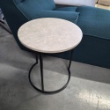 Designerski Stolik Pomocniczy LINA 46 cm – COCO maison | Szarobrązowy Blat z Efektem Marmuru, Czarny Metalowy Stelaż
