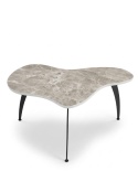 Ekskluzywny Stolik Kawowy NIDUM 75 cm – COCO maison | Organiczny Blat Ceramiczny (Jasnoszary Marmur), Czarna Metalowa Podstawa