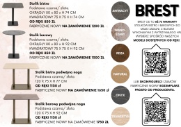 Stolik Bistro / Barowy BREST – COCO maison | Konfigurator 72 Wariantów | Niezniszczalne Blaty HPL (6 Optyk do Wyboru)
