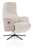 Fotel Rozkładany Elektrycznie FELINO – Chenille Livigno / Oregon, Kolor Kiezel (Kamykowy), 2 Silniki, Grafitowa Podstawa Design