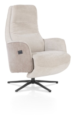 Fotel Rozkładany Elektrycznie FELINO – Chenille Livigno / Oregon, Kolor Kiezel (Kamykowy), 2 Silniki, Grafitowa Podstawa Design