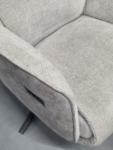 Fotel Rozkładany Elektrycznie FELINO – Chenille Livigno / Oregon, Kolor Kiezel (Kamykowy), 2 Silniki, Grafitowa Podstawa Design