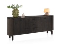 [K, defekt] Komoda / Sideboard RAVELLO 220 cm – Fornir Dębowy w Kolorze Bazaltowym, Matowy Lakier Platynowy, Soft-Closing