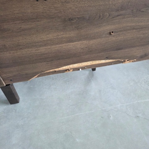 [K, defekt] Komoda / Sideboard RAVELLO 220 cm – Fornir Dębowy w Kolorze Bazaltowym, Matowy Lakier Platynowy, Soft-Closing