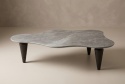 Stolik Kawowy VERONA 120 cm – Blat Ceramiczny Szary Marmur, Designerskie Drewniane Nogi, Profil Niski