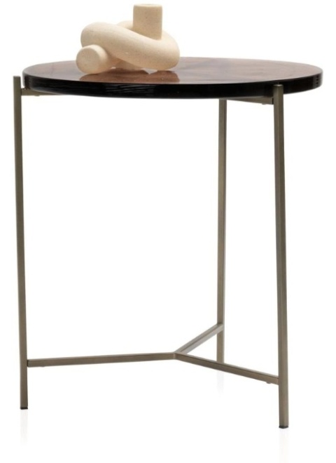 Stolik Pomocniczy RICK 41 cm – COCO maison | Konfiguracja: Blat Szklany (Brąz / Niebieski) | Podstawa Metalowa (Czarny / Złoty)