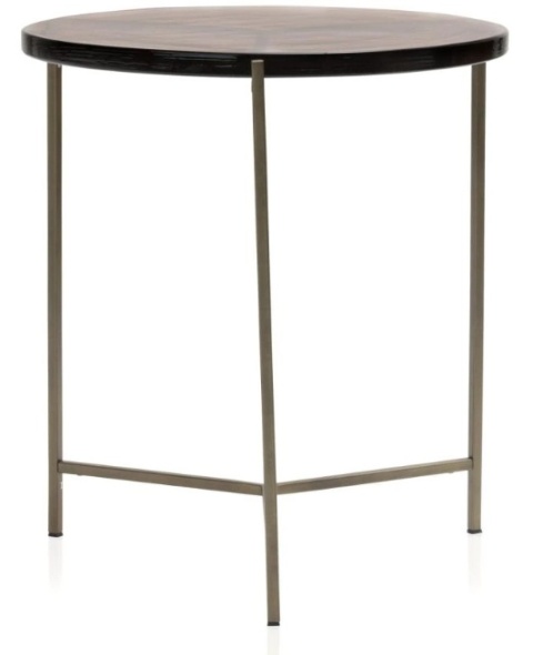 Stolik Pomocniczy RICK 41 cm – COCO maison | Konfiguracja: Blat Szklany (Brąz / Niebieski) | Podstawa Metalowa (Czarny / Złoty)