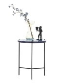 Stolik Pomocniczy RICK 41 cm – COCO maison | Konfiguracja: Blat Szklany (Brąz / Niebieski) | Podstawa Metalowa (Czarny / Złoty)