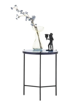 Stolik Pomocniczy RICK 41 cm – COCO maison | Konfiguracja: Blat Szklany (Brąz / Niebieski) | Podstawa Metalowa (Czarny / Złoty)