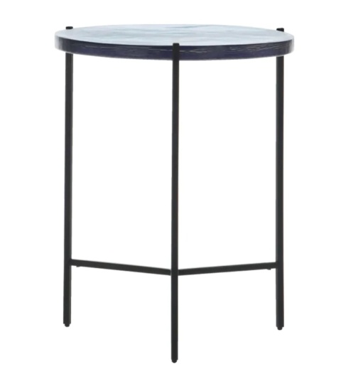 Stolik Pomocniczy RICK 41 cm – COCO maison | Konfiguracja: Blat Szklany (Brąz / Niebieski) | Podstawa Metalowa (Czarny / Złoty)