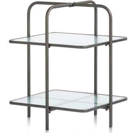 Designerski Dwupoziomowy Stolik Pomocniczy LOUIS 50 cm – COCO maison | Czarny Metal, Szklane Blaty, Styl Loft