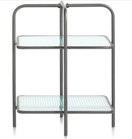 Designerski Dwupoziomowy Stolik Pomocniczy LOUIS 50 cm – COCO maison | Czarny Metal, Szklane Blaty, Styl Loft