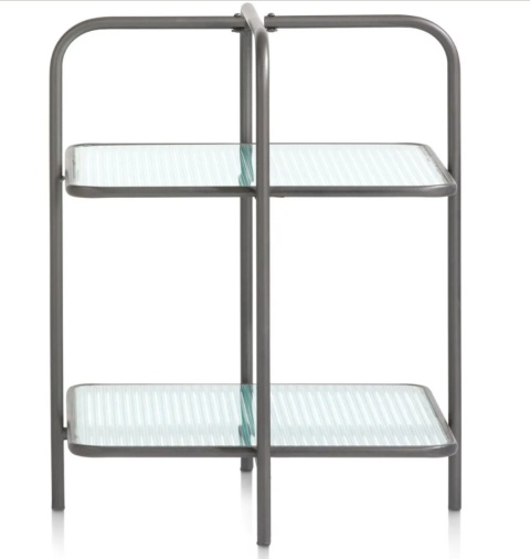 Designerski Dwupoziomowy Stolik Pomocniczy LOUIS 50 cm – COCO maison | Czarny Metal, Szklane Blaty, Styl Loft