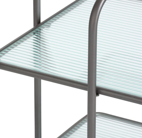Designerski Dwupoziomowy Stolik Pomocniczy LOUIS 50 cm – COCO maison | Czarny Metal, Szklane Blaty, Styl Loft