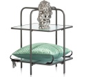 Designerski Dwupoziomowy Stolik Pomocniczy LOUIS 50 cm – COCO maison | Czarny Metal, Szklane Blaty, Styl Loft