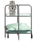 Designerski Dwupoziomowy Stolik Pomocniczy LOUIS 50 cm – COCO maison | Czarny Metal, Szklane Blaty, Styl Loft