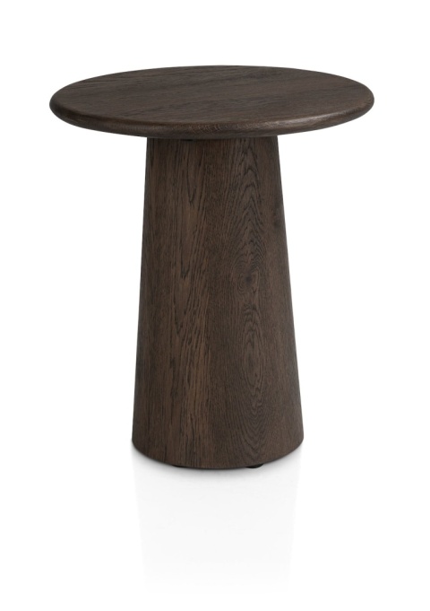 [fabrycznie nowe]Stolik Pomocniczy RAVELLO 45 cm – Henders & Hazel | Okrągły Blat z Litego Dębu, Kolor Bazaltowy