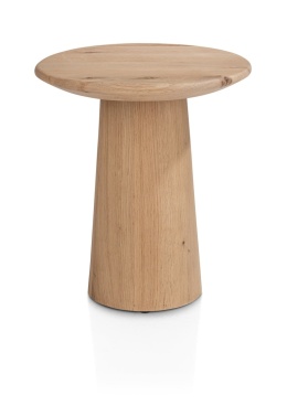 [fabrycznie nowe] Stolik Pomocniczy RAVELLO 45 cm – Henders & Hazel | Okrągły Blat z Litego Dębu, Kolor Dune (Piaskowy)