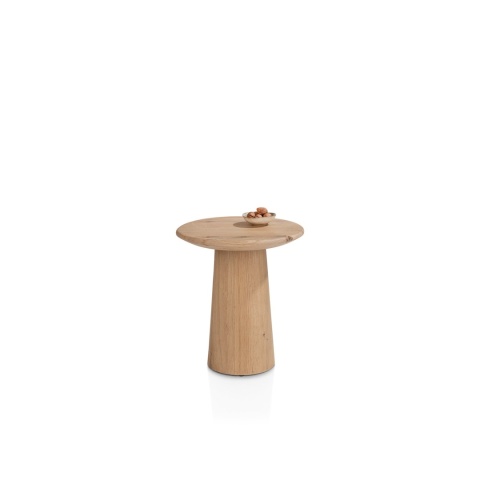 [fabrycznie nowe] Stolik Pomocniczy RAVELLO 45 cm – Henders & Hazel | Okrągły Blat z Litego Dębu, Kolor Dune (Piaskowy)