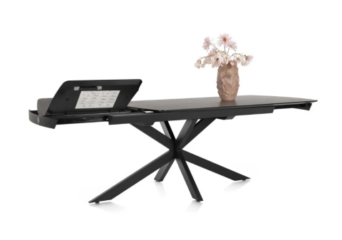 [od ręki] Rozkładany Stół Jadalniany PAVALON 170–230 cm – Blat HPL Primo Laminato Antracyt – Centralna Noga Designerska